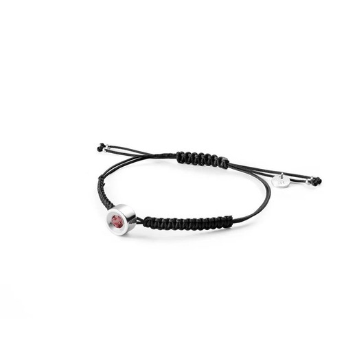 Pulsera Plata Argent Basic 8mm PURJ004G Granate Macrame Negro