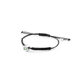 Pulsera Plata Argent Basic 8mm PURJ004P Peridoto Macrame Negro