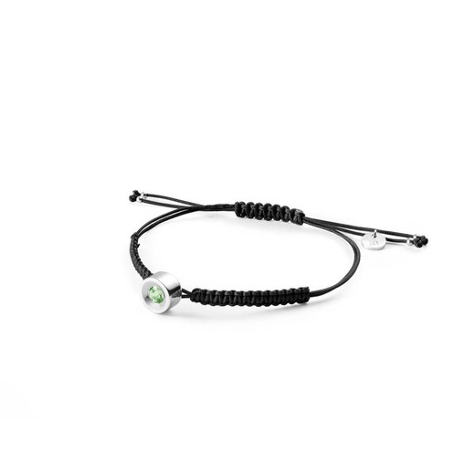 Pulsera Plata Argent Basic 8mm PURJ004P Peridoto Macrame Negro