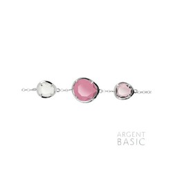 Srebrna bransoletka Argent Basic Pink Stones PURS003R