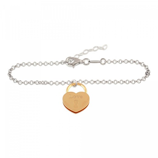 Pulsera Plata Bicolor Dorada Sovrani AVP016 Candado Corazón