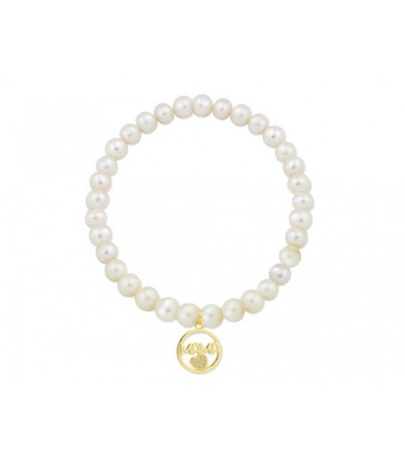 Pulsera Plata Dorada Liska Mujer MAMA04BR-D Perlas Mamá