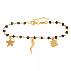 Pulsera Plata Dorada Sovrani AVP036 Cadena Estrellas Cuerno Y Trébol