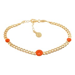 Pulsera Plata Dorada Sovrani AVP205 Cadena Con Circulos Naranja