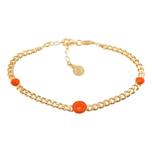 Pulsera Plata Dorada Sovrani AVP205 Cadena Con Circulos Naranja