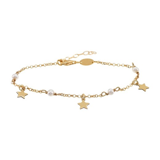 Pulsera Plata Dorada Sovrani AVP290 Estrellas Y Perlas