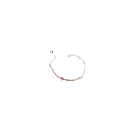 Pulsera Plata Rosa Sovrani 17+4cm J8004 Circonitas Corazón Rosa