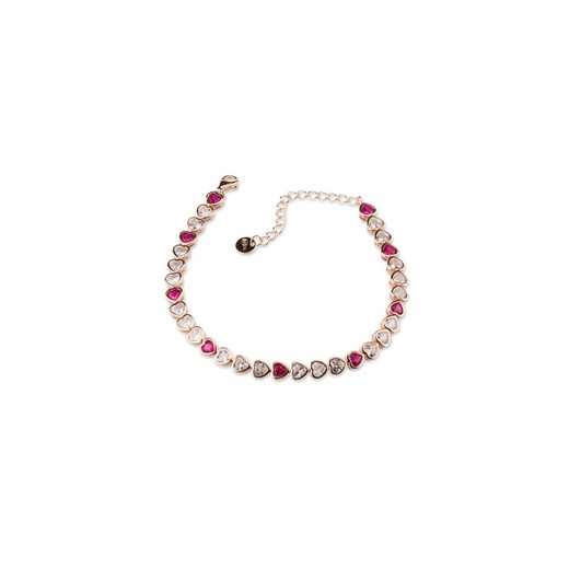 Pulsera Plata Rosa Sovrani 17+5cm J8029 Circonitas Rubies Corazones