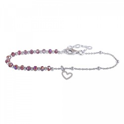 Pulsera Plata Sovrani 16+3cm AVP121 Corazón Circonitas Rojas