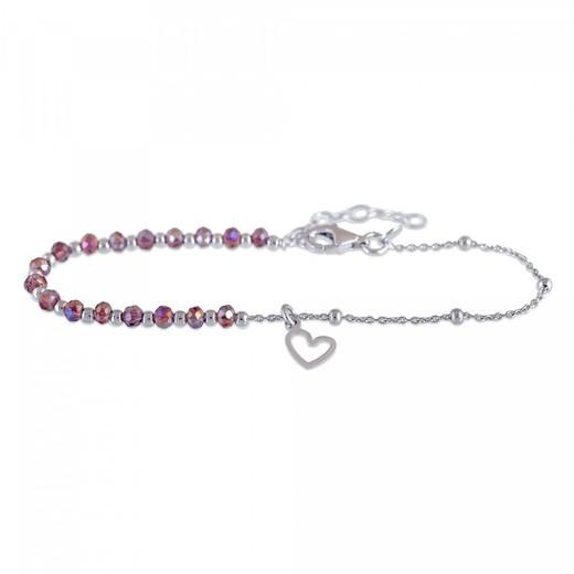 Pulsera Plata Sovrani 16+3cm AVP121 Corazón Circonitas Rojas