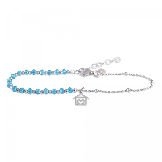 Pulsera Plata Sovrani 16+3cm AVP123 Casa Corazón Circonitas Azules