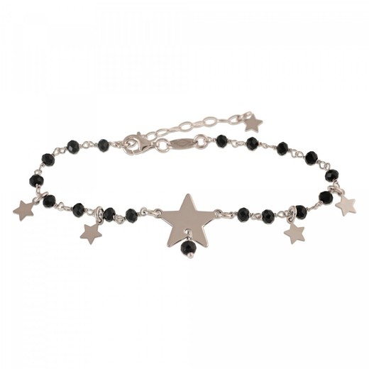 Pulsera Plata Sovrani 17+3cm AVP035 Estrellas Bolas Negras