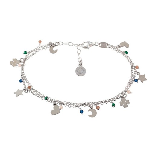 Pulsera Plata Sovrani 17+3cm AVP189 Estrellas Corazones Y Lunas