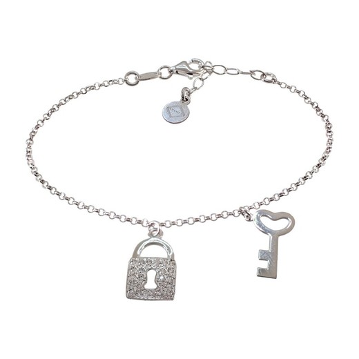 Pulsera Plata Sovrani AVP214 Llave Corazón Con Candado