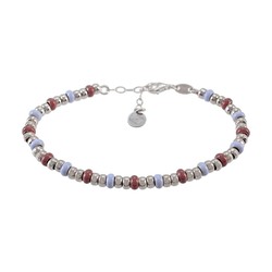 Pulsera Plata Sovrani AVP243 Cuentas Esmaltadas Rojas Y Lila