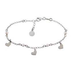 Pulsera Plata Sovrani AVP258 Corazones Perlas