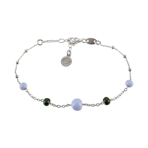 Pulsera Plata Sovrani AVP279 Bolas Con Esmalte Verde Y Lila