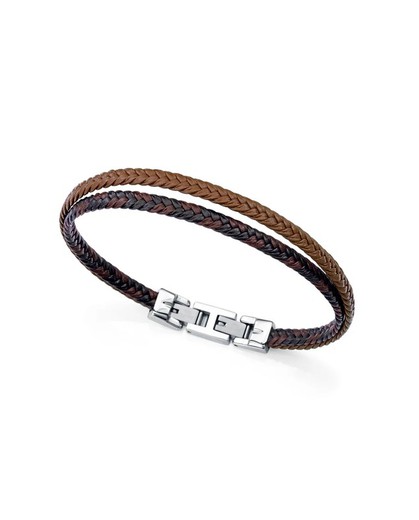 Pulsera Viceroy Acero 19,5cm Hombre 15168P01011 Piel Marrón Bicolor Beige