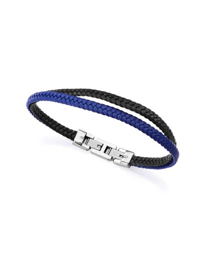 Pulsera Viceroy Acero 19,5cm Hombre 15168P01013 Piel Azul Bicolor Negro