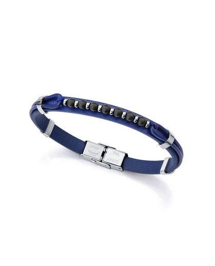 Pulsera Viceroy Acero 21,5cm Hombre 15169P01013 Piel Azul