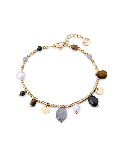 Pulsera Viceroy Acero Dorado 17,5+2cm Mujer 14200P01012 Piedras Naturales