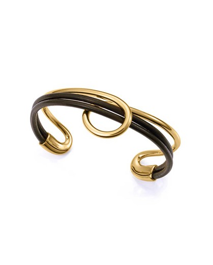 Pulsera Viceroy Acero Dorado 6cm Mujer 15155P01010  Piel Negra