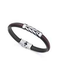 Pulseira masculina vice-rei 14069P01011 couro preto bicolor marrom