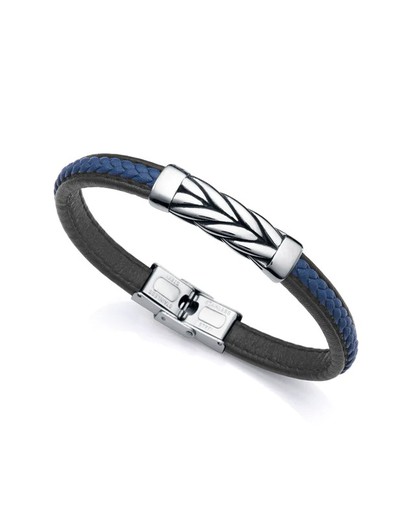 Bracelet Homme Viceroy 14069P01013 Cuir Noir Bicolore Bleu