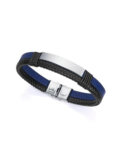 Viceroy Men's Two-tone Blue Black Leather Bracelet 15145P01013