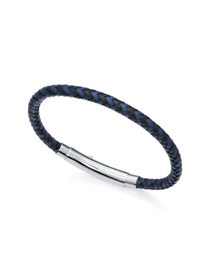 Pulseira masculina de couro de dois tons Viceroy preto azul 75326P01019