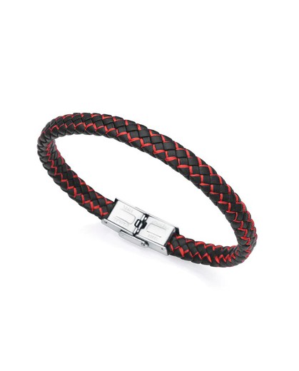 Pulseira masculina de couro vermelho preto de dois tons Viceroy 14010P01010