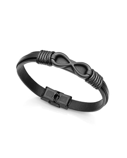 Pulseira masculina de couro preto Viceroy 1465P01010