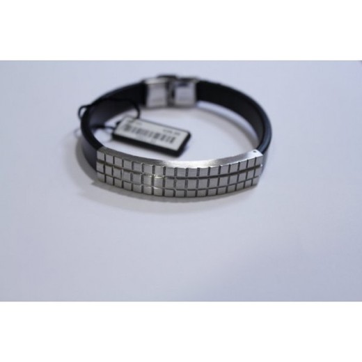 Pulsera Xernus Acero 1061-AA Silicona Negra Placa