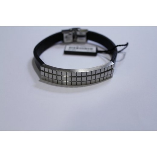 Pulsera Xernus Acero 1062-AA Silicona Negra Placa