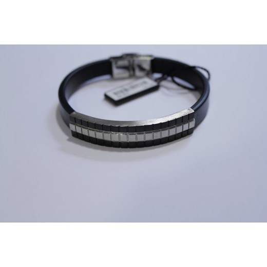 Pulsera Xernus Acero 1063-AA Silicona Negra Placa