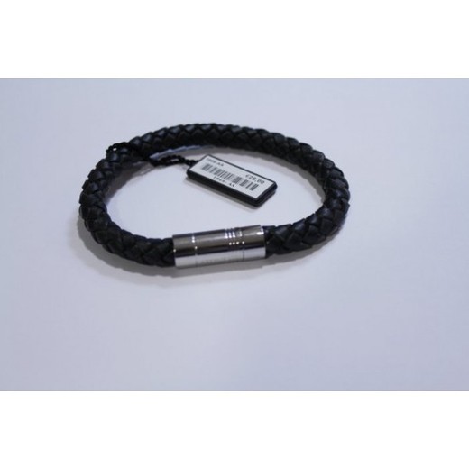 Pulsera Xernus Acero 1066-AA Piel Negra Trenzada