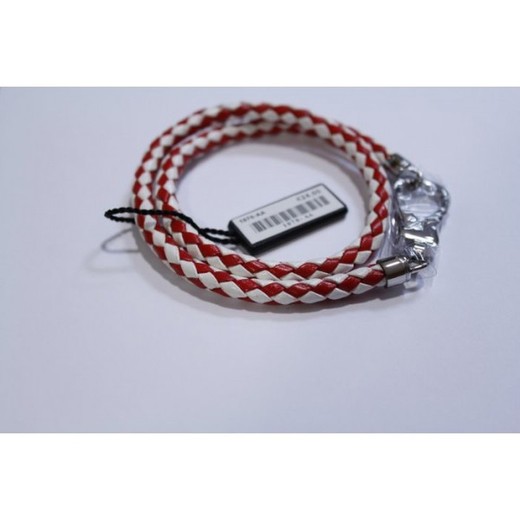 Pulsera Xernus Acero 1070-AA Trenzado Rojo Bicolor Blanco Bicolor Blanco