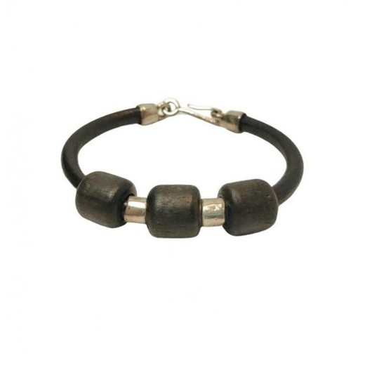 Pulsera Xernus Plata 3NF27101 Piel Negra