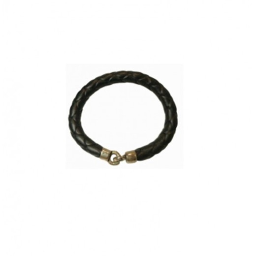 Pulsera Xernus Plata 3NF27145 Piel Negra Trenzada