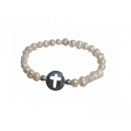 Pulsera Xernus Plata 3XE3126 Perlas Y Cruz