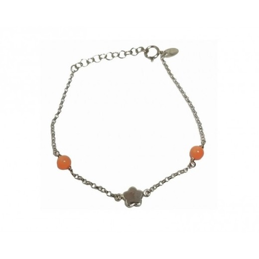 Pulsera Xernus Plata 3XE3159 Flor Con Piedras Naranja