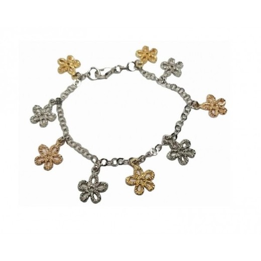 Pulsera Xernus Plata Bicolor Dorada 2NF2537 Flores