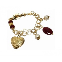 Pulsera Xernus Plata Dorada 1NL2304 Chapado Corazón Con Cristales