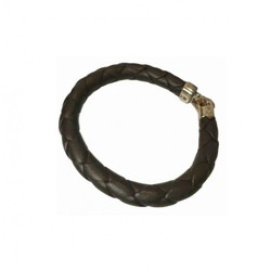 Pulsera Xernus Plata Dorada 3NF27146 Piel Negra Trenzada