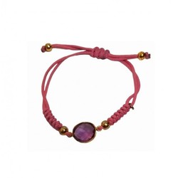 Pulsera Xernus Plata Dorada 3NF2803 Cuerda Roja Cristal Rosa