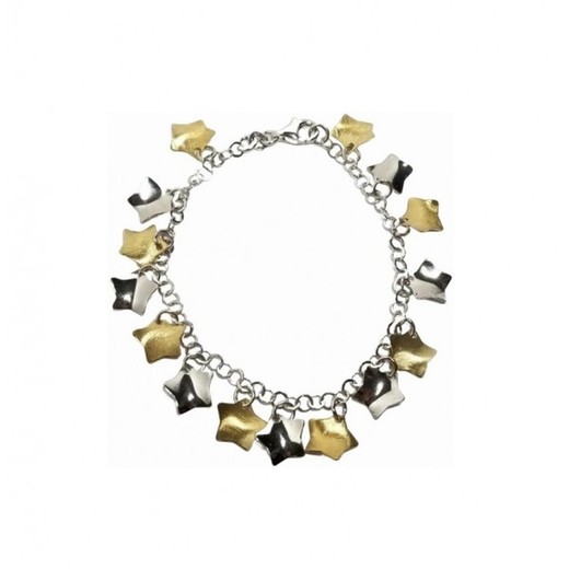 Pulsera Xernus Plata Dorada NF2263 Abalorios De Estrellas