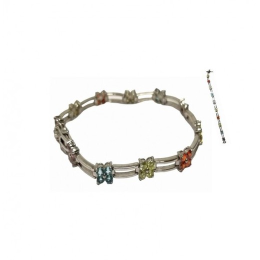 Pulsera Xernus Plata NF1143 Flores Multicolor