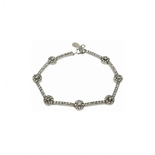 Pulsera Xernus Plata NF1687 Eslabones Rectangulares Con Circonitas