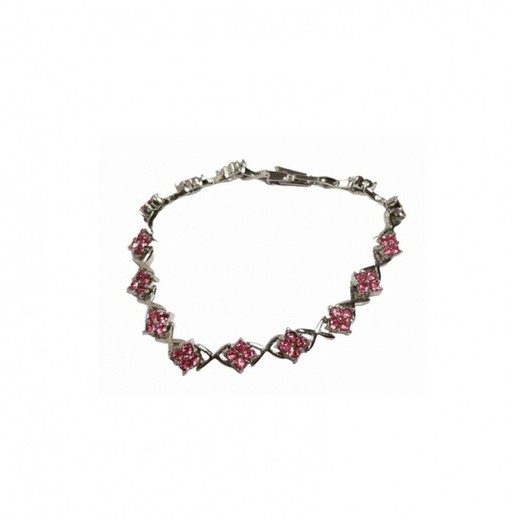 Pulsera Xernus Plata NF1693 Flores Con Cristal Granate