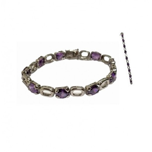 Pulsera Xernus Plata NF1694 Eslabones Cristal Morado